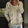 Women's Casual Fashion Loose Round Neck Retro Print Long Sleeve Top