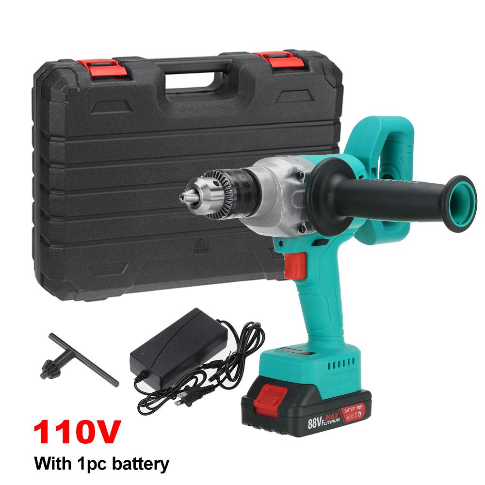 Бесщеточная электрическая дрель 88 В, 800 Вт, 13 мм, аккумуляторная электрическая отвертка, 1/2 дюйма, патрон с автоматической блокировкой, ледобур, электроинструмент с литий-ионной батареей