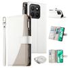 For Honor X8c 4G Case Zipper Wallet Color Splicing Leather Flip Phone Cover with Straps