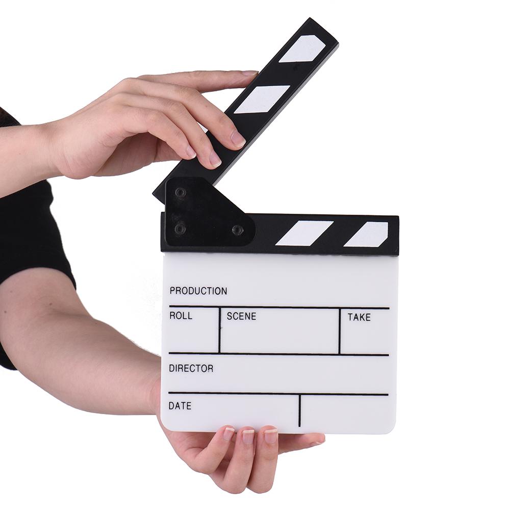 Compact Size Acrylic Clapboard Dry Erase TV Film Movie Director Cut Action Scene Clapper Board Slate Film Director Clapperboard