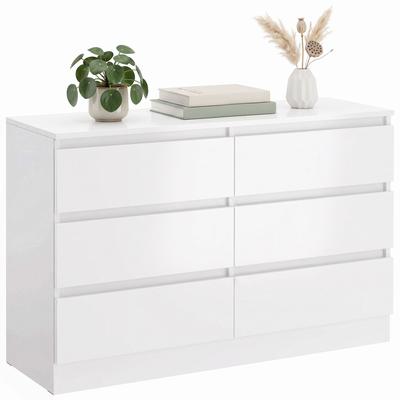 Белый комод с 6 ящиками для спальни и гостиной 100x35x69 см