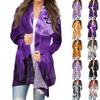 Women's Fashion Casual Halloween Printed Long Sleeve Mid-Length Cardigan Jacket