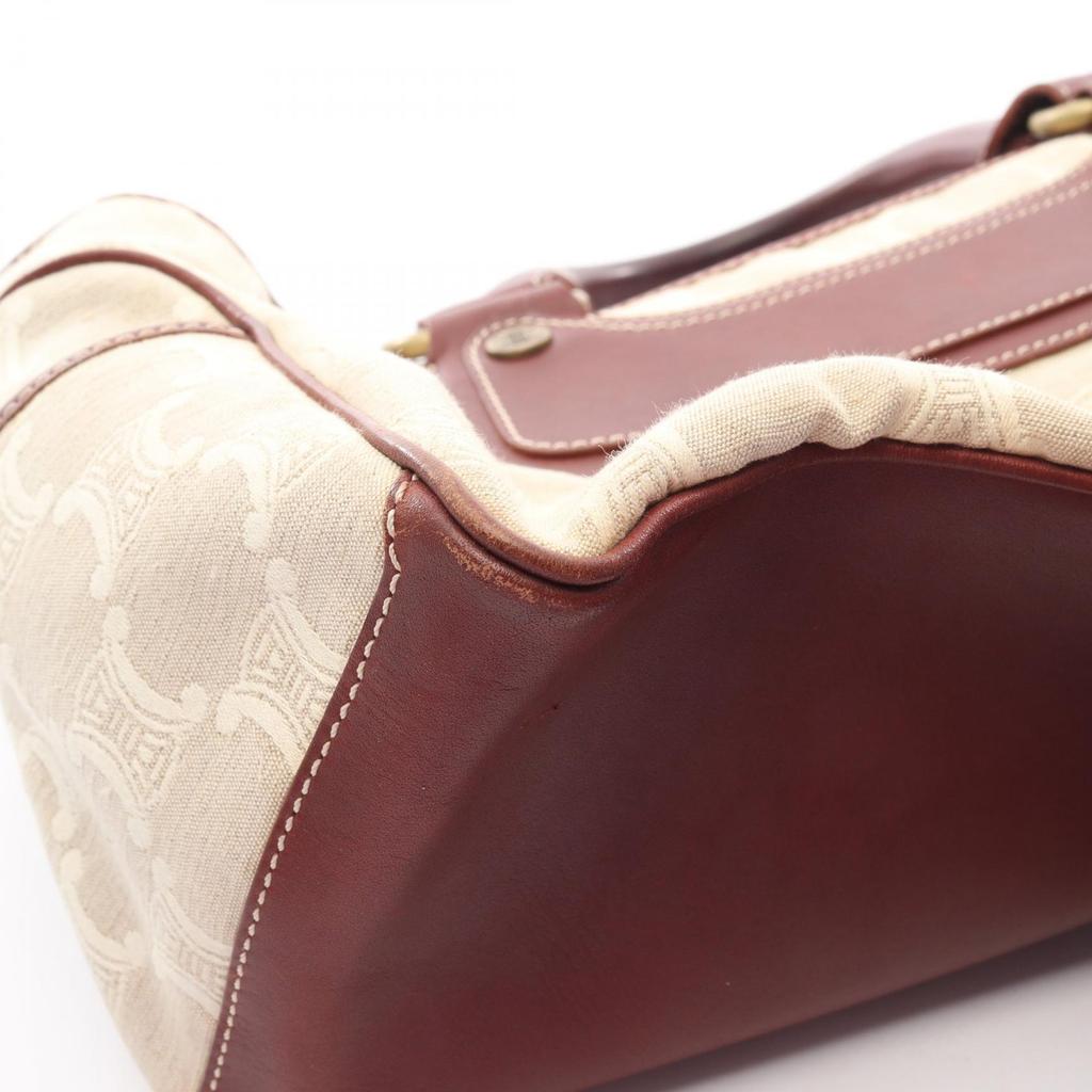 Used CELINE Boogie bag Paris Macadam Handbag canvas leather Beige Brown Used Women