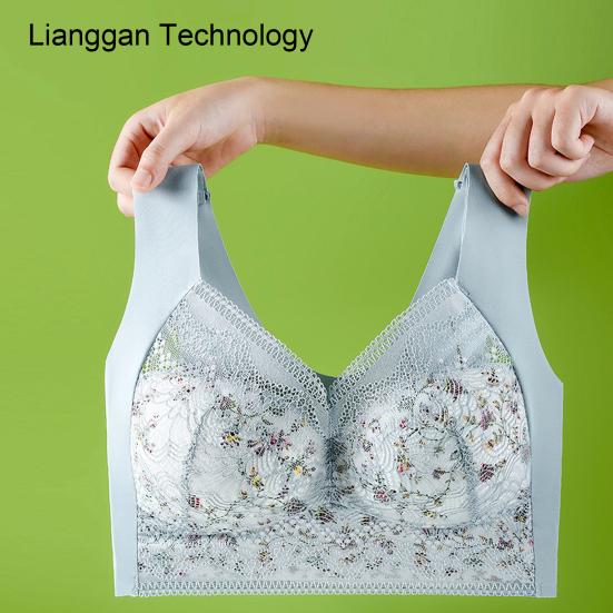 Женский бюстгальтер с вырезом из кружева с цветочным принтом, широкий ремень для плеч, эластичный, мягкий, дышащий, с подкладкой, без проволоки, не затягивает грудь, сексуальная одежда для взрослых