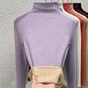 Autumn and Winter Women's Clothing Containing Wool and Silk Bottoming Shirt Women's Inner Heating Fleece Warm Turtleneck Top with Fleece and Thicker