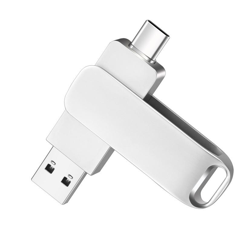 Металлическая USB-флешка с вращающимся корпусом двойного назначения - Высокоскоростная 32 ГБ, 64 ГБ, 128 ГБ, большой емкости