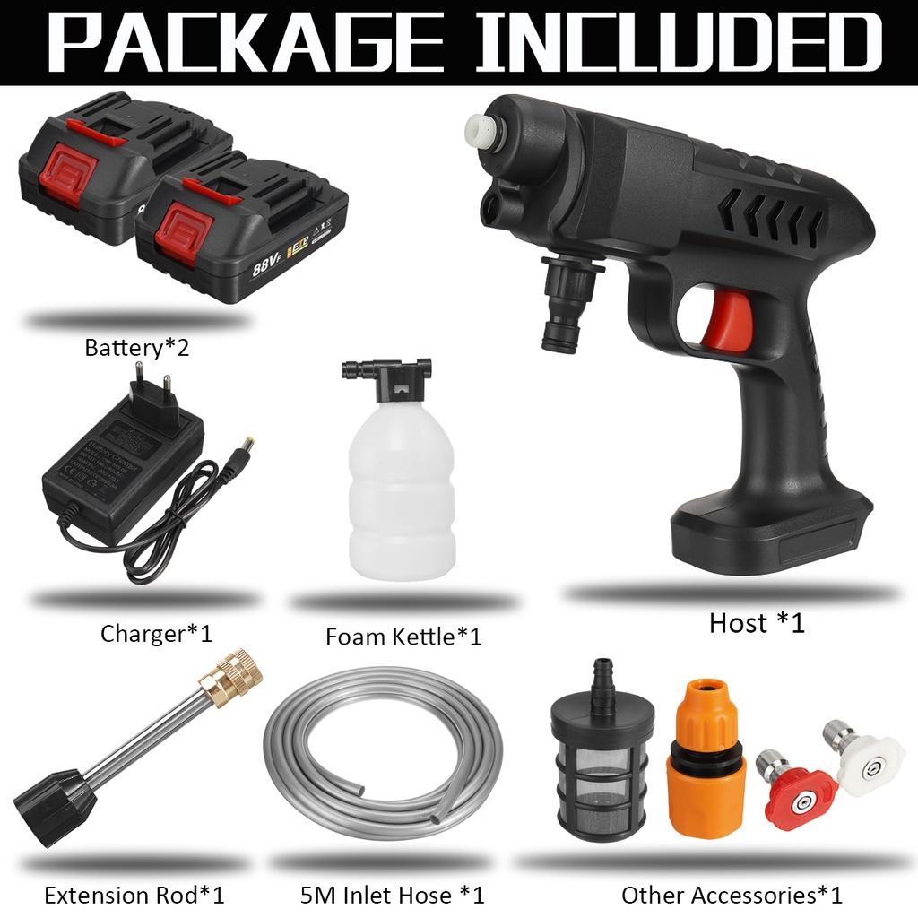 88VF Беспроводная мойка высокого давления Водяные пистолеты-распылители с аккумулятором 16000 мАч Машина для мойки и чистки автомобилей для аккумулятора 18 В 1300 Вт