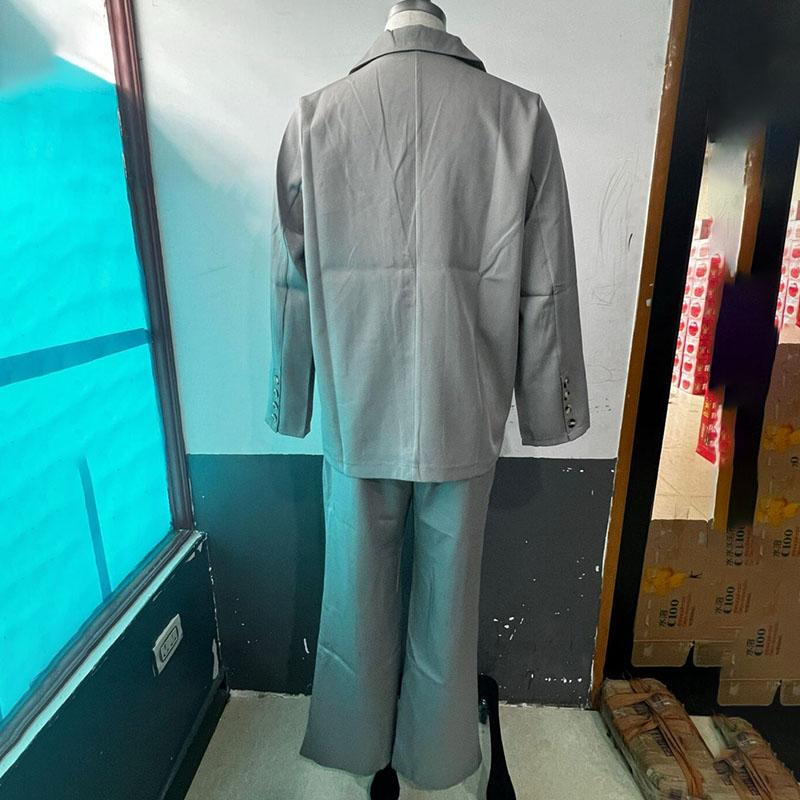 Женские элегантные пригородные костюмы, офисный женский пиджак, комплект из двух предметов, модное пальто с лацканами и одной пуговицей, узкие прямые брюки