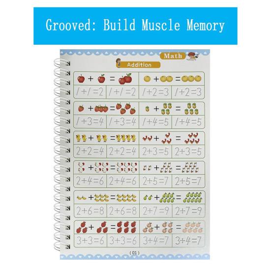 Handwriting Practice Book for Kids Magic Grooved Writing Copybook Reusable Writing Practice Workbook Kindergarten Pre-School Essentials
