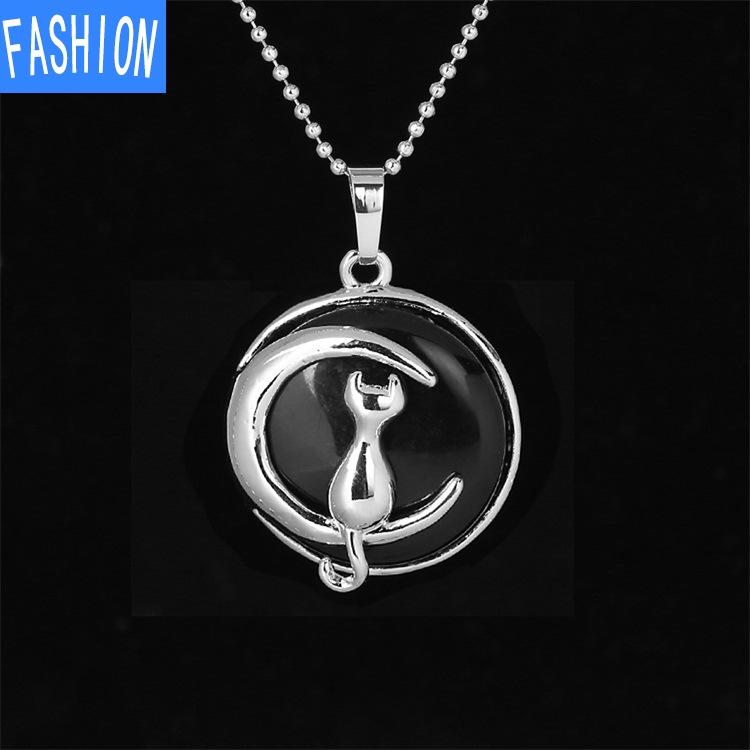 Простое темпераментное ожерелье с подвеской в виде лунного кота