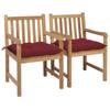 Day and Night - Day and Night Garden Chairs 2 Units Teak Wood with Red Cushions