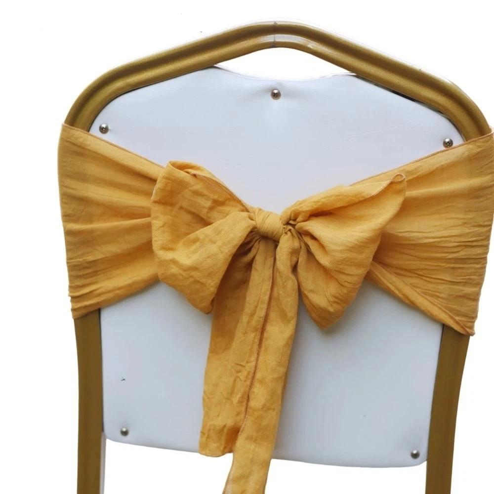 2Pcs Designed Decor Rustic Chair Sashes Cheesecloth Tulle Overlock Chair Ties Non-slip 11 Colors Chair Cover Wedding Decoration