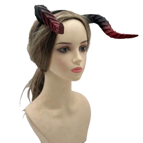 Gothic Devil Horn Headband Imitation Fake Bull Horns Hair Hoop Halloween Dress Up Hair Accessories for Halloween Cosplay Carnival