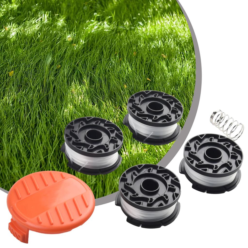 Замена на 4 катушки для триммера с пружиной и колпачком для триммера Black and Decker, включая GH600 NST2118 и другие