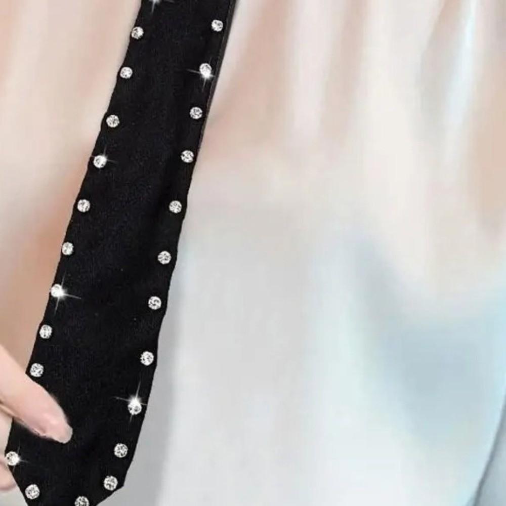 Glitter Lazy Rhinestone Neck Tie Flexible Pre Tied Neck Tie Business Adjustable Neck Tie Festive