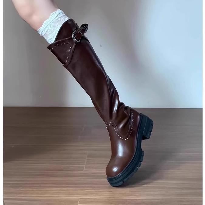 Thick Heel Brown Maillard Tall Boots Children's Summer New Autumn Western Cowboy