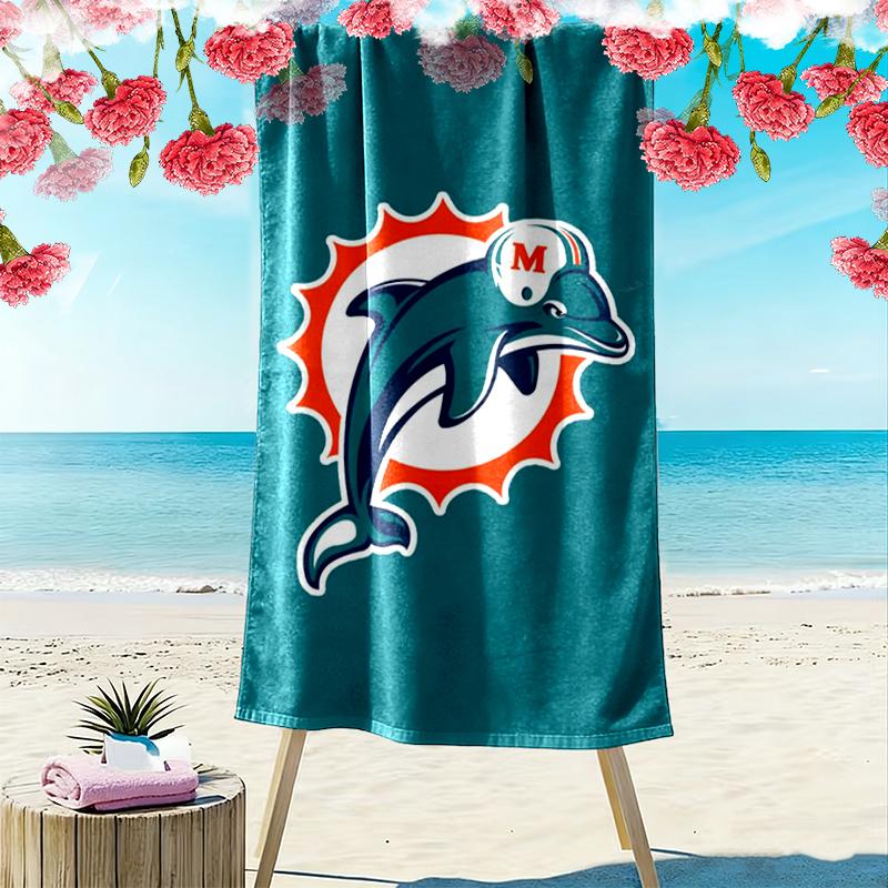Пляжное полотенце с принтом Miami Dolphins, Большое, Мягкое, Быстросохнущее, для Пляжа, Кемпинга, Плавания