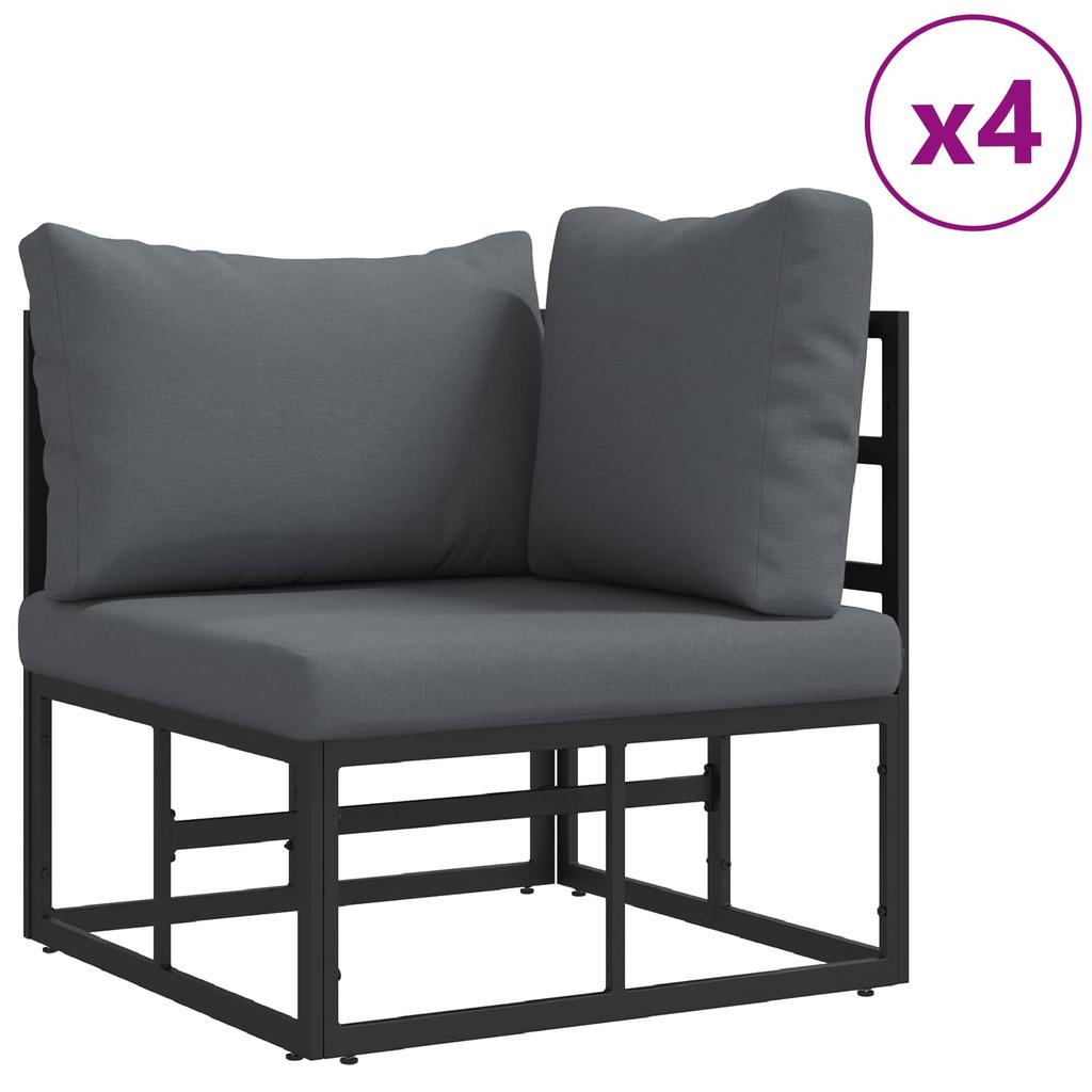 9 Piece Garden Sofa Set with Cushions Black Aluminum