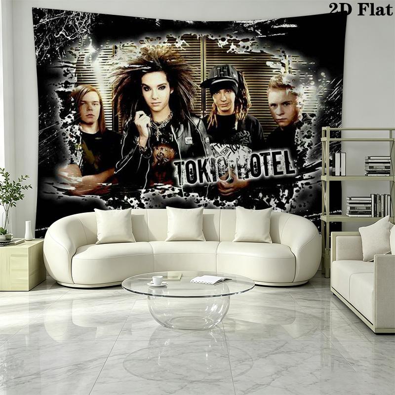 Настенный гобелен Tokio Hotel Эстетичный настенный подвес Печатная ткань Одеяло Декоративные гобелены для спальни гостиной Домашний декор
