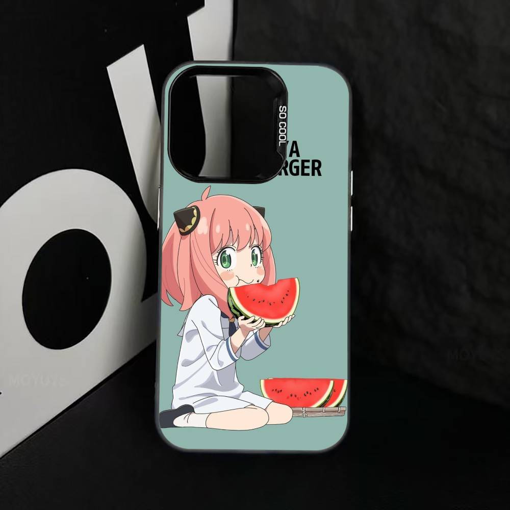 Cute Anya Forger Spy-Family Phone Case For iPhone 17,16,15,14,13,12,11 Plus,Pro Max,XS,Colored Silver Plated Inside Cover