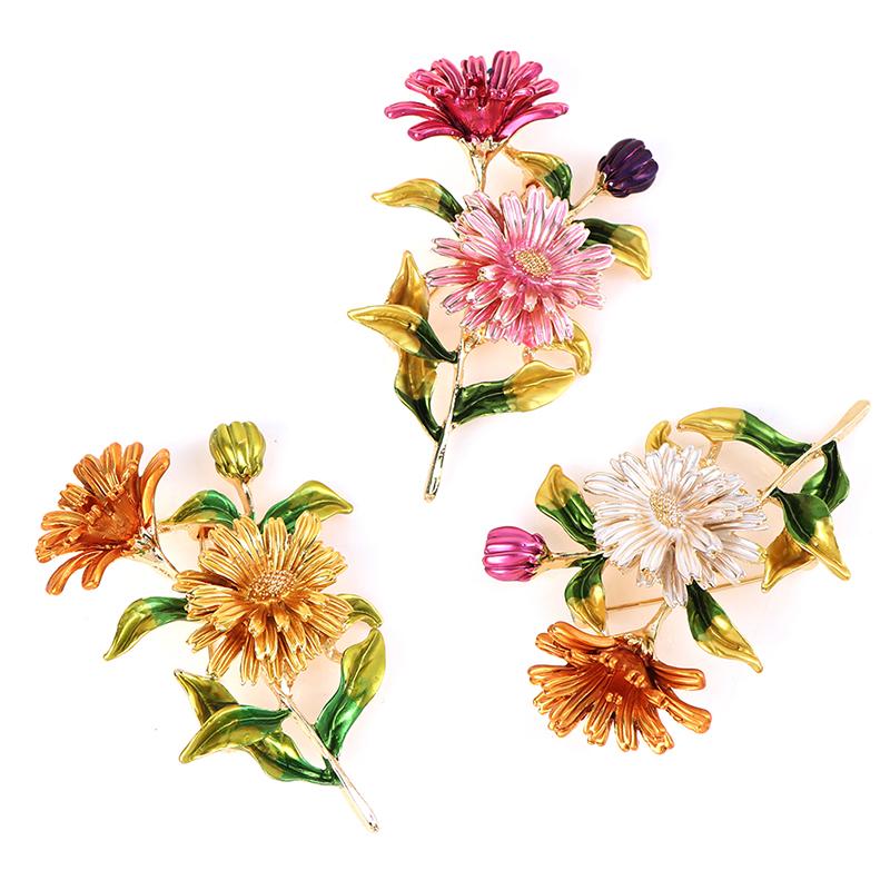 1 шт., эмалированная булавка с цветком ромашки, женские броши, букет, броши для одежды, ювелирные изделия
