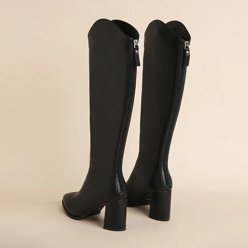 Autumn Winter Women Knight High Boots Fashion Pointed Toe Knight Long Booties Female Thick Heel Shoes