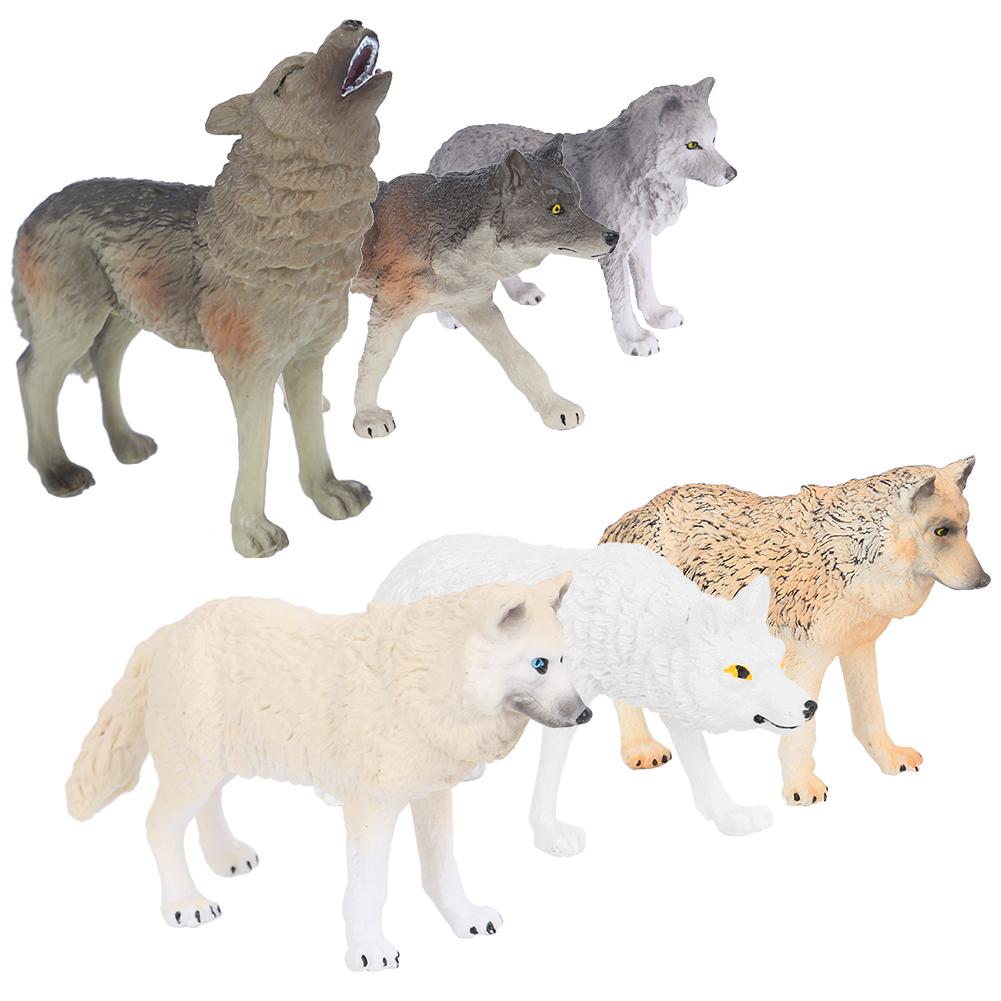 Simulation Wildlife Wolf Model Ornaments Desktop Decoration Ornament Children Toy6pcs