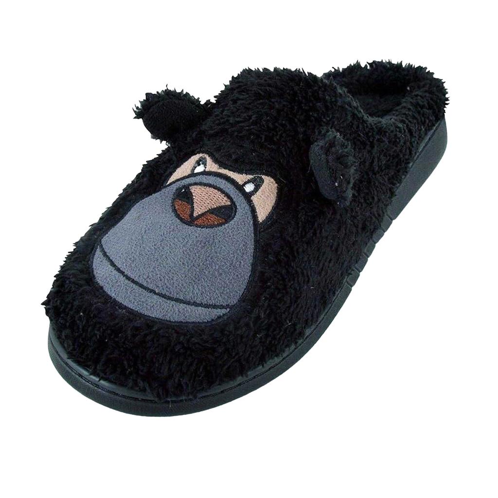 Keanu Childrens/Kids Gorilla Faux Fur Embroidered Mules