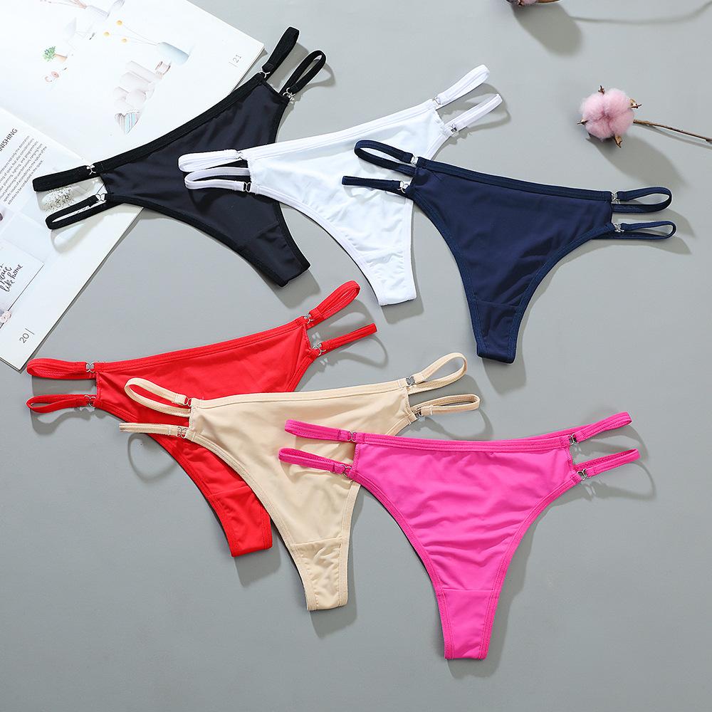 Ice Silk Double Thin Belt Underwear Women Panties Simple Thong Comfortable Exercise Yoga T Pants Women Low-rise Sexy Underwear