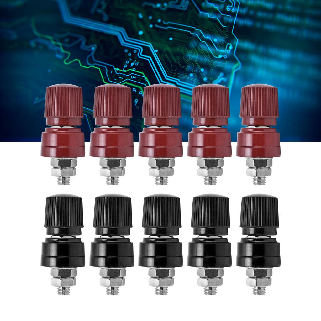 5 Pairs Binding Post Grounding Brass Nickel Plated M6 Thread Welding Power Terminal 0V‑380V