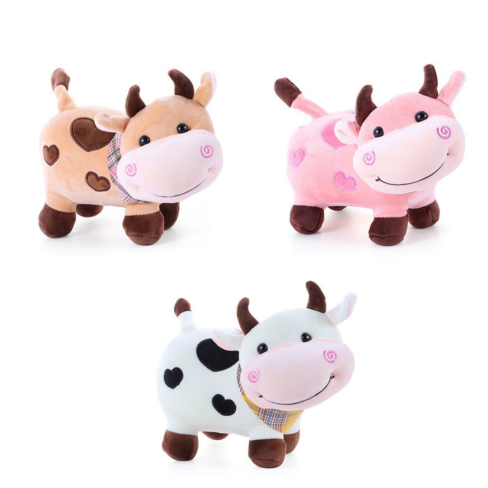 Stuffed & Plush Animals Cute Cartoon Bull Doll Calf with Scarf Little Color Cow Doll Plush Toy