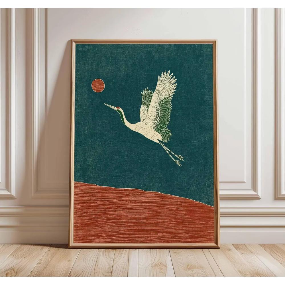 Japanese Retro Minimalist Zen Smoking Frog Canvas Wall Art - Frameless Abstract Animals Canvas Prints for Living Room tions