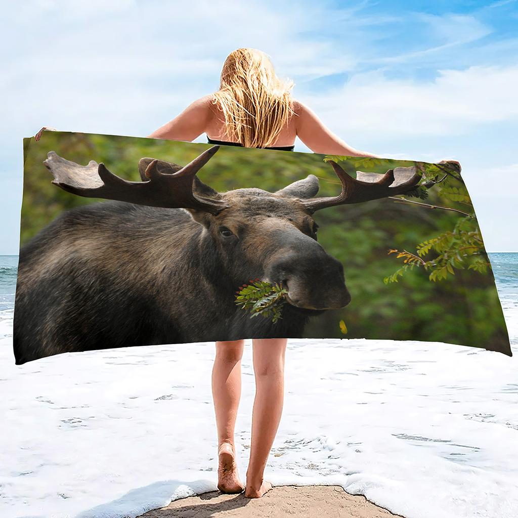 Elk Pattern Printing Series Seaside Vacation Beach Towel Swimming Bath Towel Sports Towel