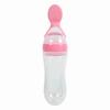 90mL Silicone Baby Toddler Feeding Bottle with Spoon Fresh Food Cereal Squeeze Feeder (Pink)