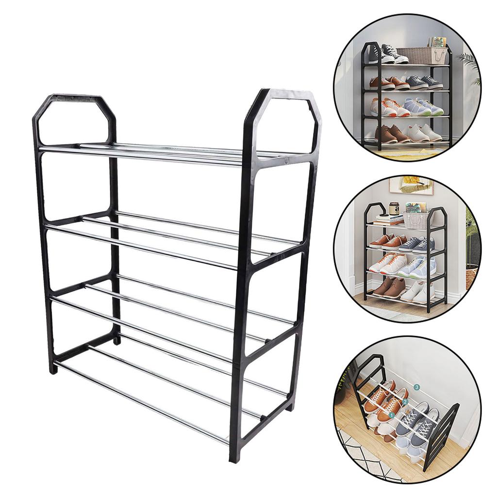 4-layer Metal Shoe Rack Black Easy Assembly Large Capacity Shoe Rack