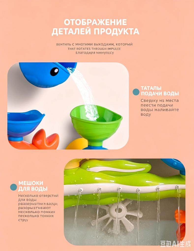Водные игрушки 'Краб и Кит' для детей в ванну с вращающимися глазами и фонтанчиком-колесом