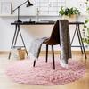 Shaggy Living Room or Bedroom Rug - Neo Yoga - Washable Round Rug with Fine Base In Extra Soft Long Pile Microfiber Pink Ø 120 Cm