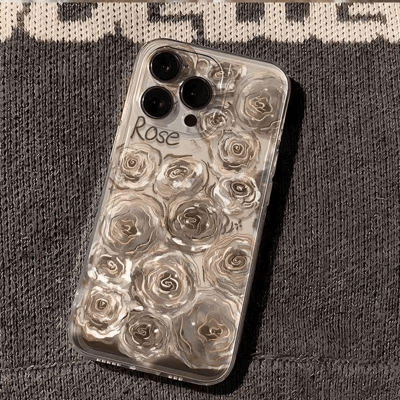 Прозрачный чехол-накладка «Кристальная роза» во весь экран для Apple iPhone 17 Pro Max/16/15/14