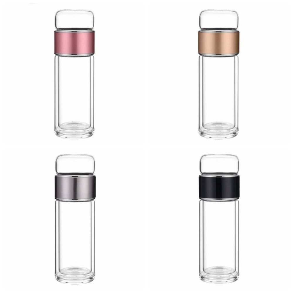 Borosilicate Glass Tea Water Separation Bottle 304 Stainless Steel Transparent 500ML Tea Bottle Silicone Double-Layer Heat-proof