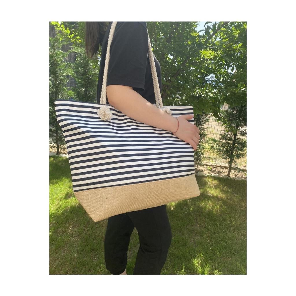 Женская пляжная сумка из ткани с мягкой ручкой