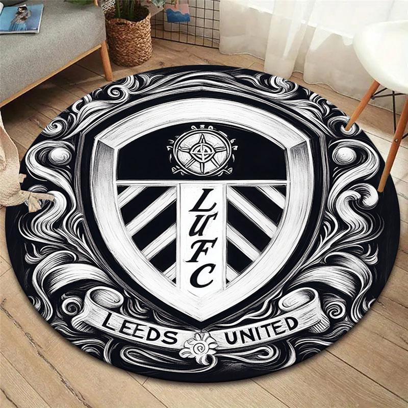 Leeds United Round Area Rug,Carpet Rug for Living Room Bedroom Sofa Playroom Decor,Non-slip Floor Mat