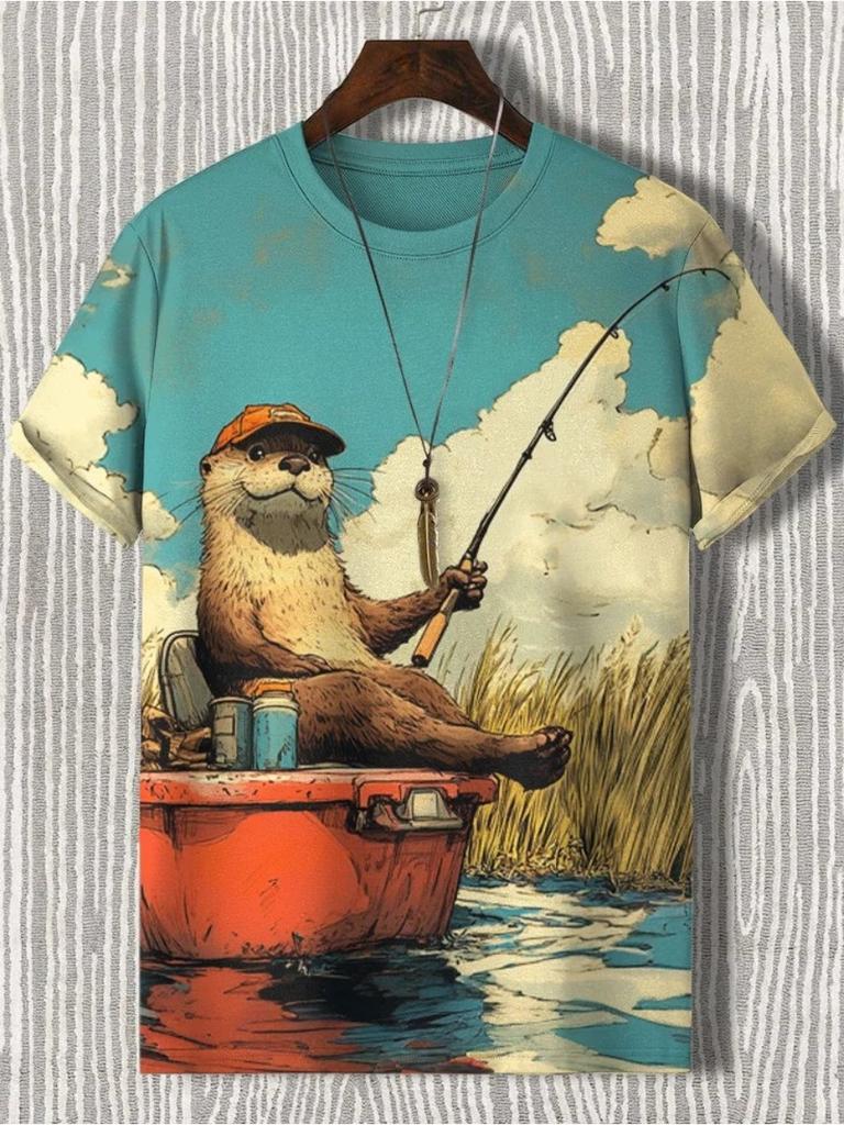 Мужская футболка с забавным принтом животных, футболки с короткими рукавами, топы с 3D-принтом, рубашки с круглым вырезом, летняя повседневная мужская одежда для вечеринок