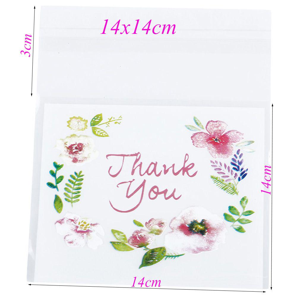 100pcs   4 Sizes Hot Wedding Favors Plastic Thank You Candy Bag Cookie Package Self-Adhesive