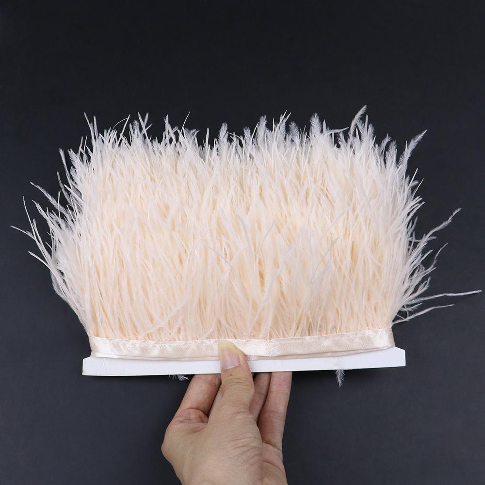 Dyed Ostrich Feather Trim Ribbon Fringe 6-8Cm Wedding Decoration Fluffy Feathers Dress Sewing Clothing 1/5/10Meter Plume Decor