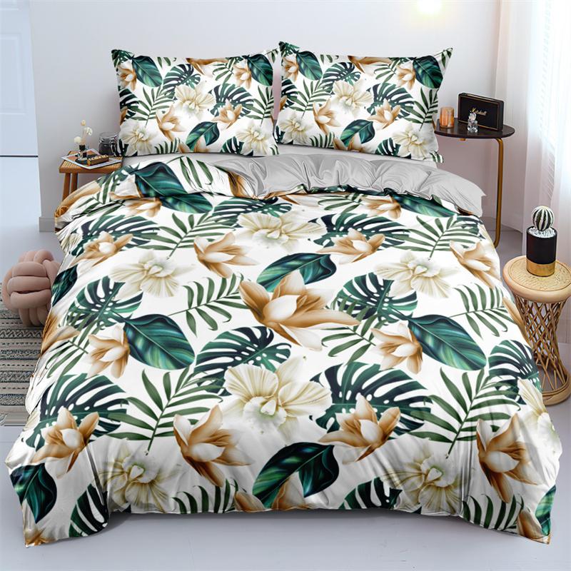 3D Design Flower Duvet Cover Sets Queen Size Floral Print Set Sleeping Decor Black Quilt/Comfort Cover With Pillows