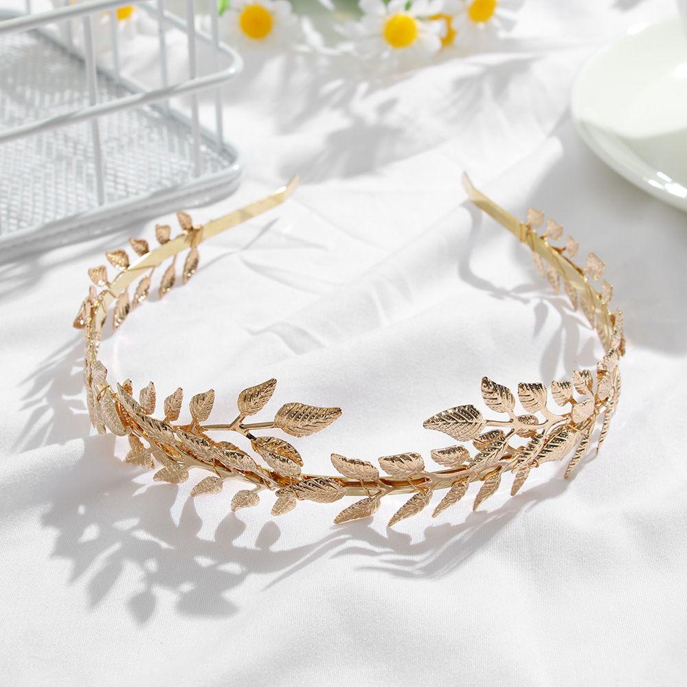 Тиара Головной убор Подружка невесты Металл Золотой Лист Невеста Ободки Листья Резинки для волос Свадебная Корона для волос