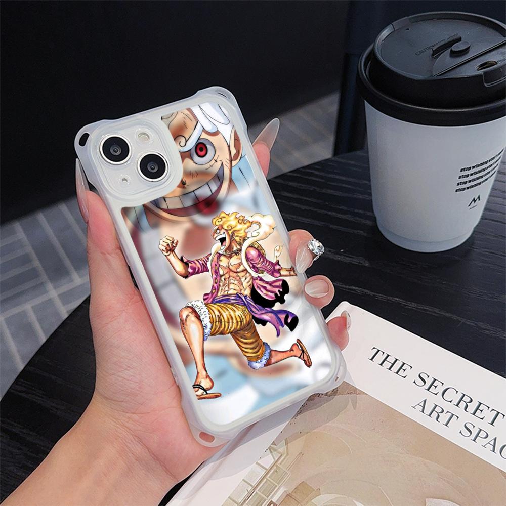 Мягкие чехлы для телефонов Ae92 One Piece Luffy Gear 5 для iPhone 16 15 14 13 12 11 Pro Max 7 8 Plus XR XS с ремешком на запястье, защитным шнурком для углов, задняя крышка