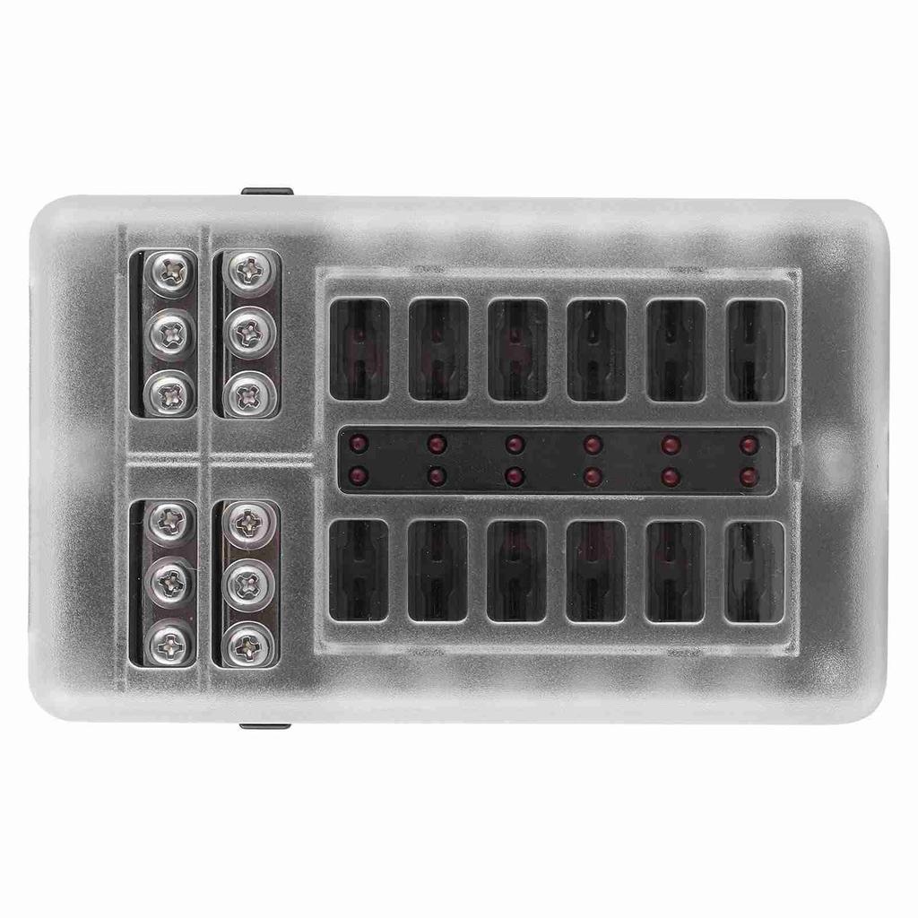 12 Circuits Fuse Box Block Holder LED Indicator Light MNI Motor for Car Yacht Marine Boat