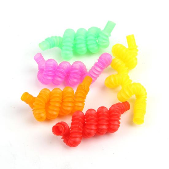 5Pcs Colorful Telescopic Tube Toy Stress Relief Free Transformation Decompression Stretchable Tube Sensory Fidget Toy Kids Adults Gift