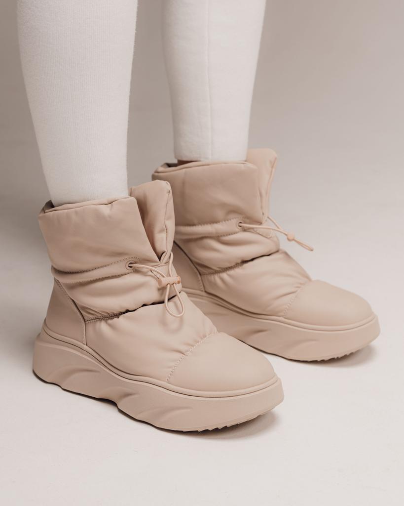 Угги женские на завязках Lola Andy 8920 36 бежевые кожаные шерсть